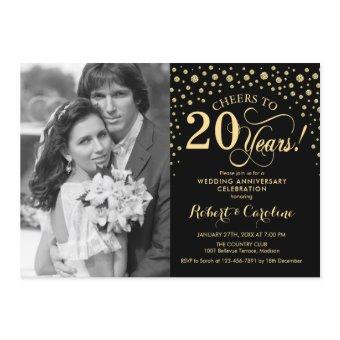 20th Wedding Anniversary with Photo - Gold Black