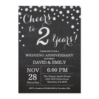 2nd Wedding Anniversary Chalkboard Black Silver