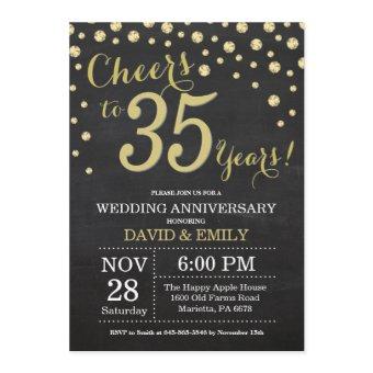 35th Wedding Anniversary Chalkboard Black and Gold