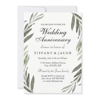 All Years Green Leaf Wedding Anniversary Invite