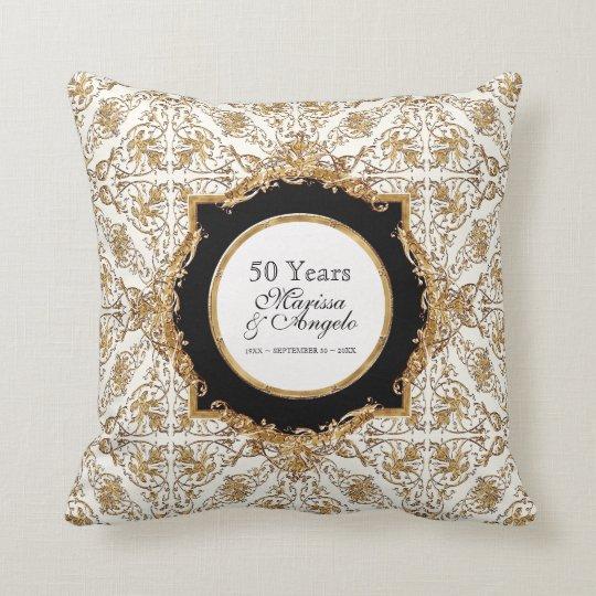Black Tie Elegance 2, Golden Wedding Anniversary Throw Pillow