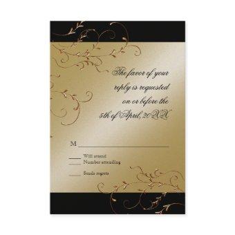 Black Tie Elegance, Golden RSVP Response Card