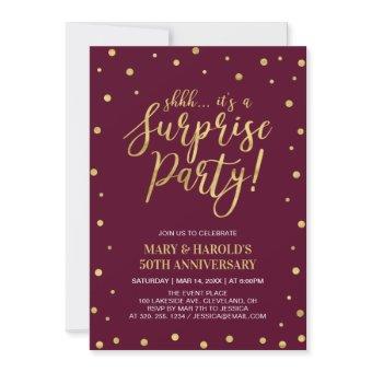 Burgundy & Gold 50th Surprise Wedding Anniversary