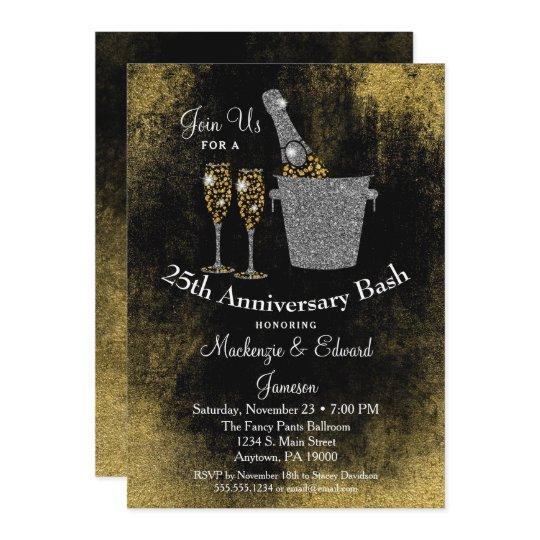 Champagne Anniversary Black Gold Silver