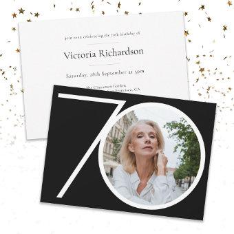 Custom 70th Birthday Black White Minimalist Photo