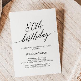 Elegant Black Calligraphy 80th Birthday
