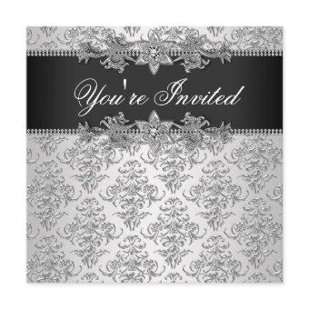 Silver Black Damask Black Damask Party