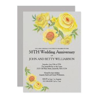 Yellow Floral Watercolor 50th Wedding Anniversary